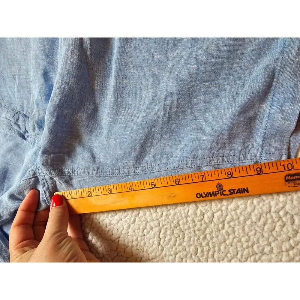 1901 Mens Slim Fit 100% Linen Shorts Light Blue 36 R Summer Chino
